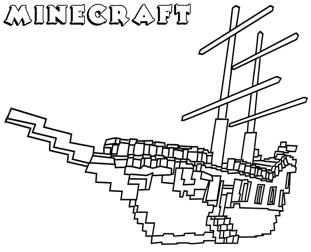 Mẫu tranh tô màu tàu chiến Minecraft