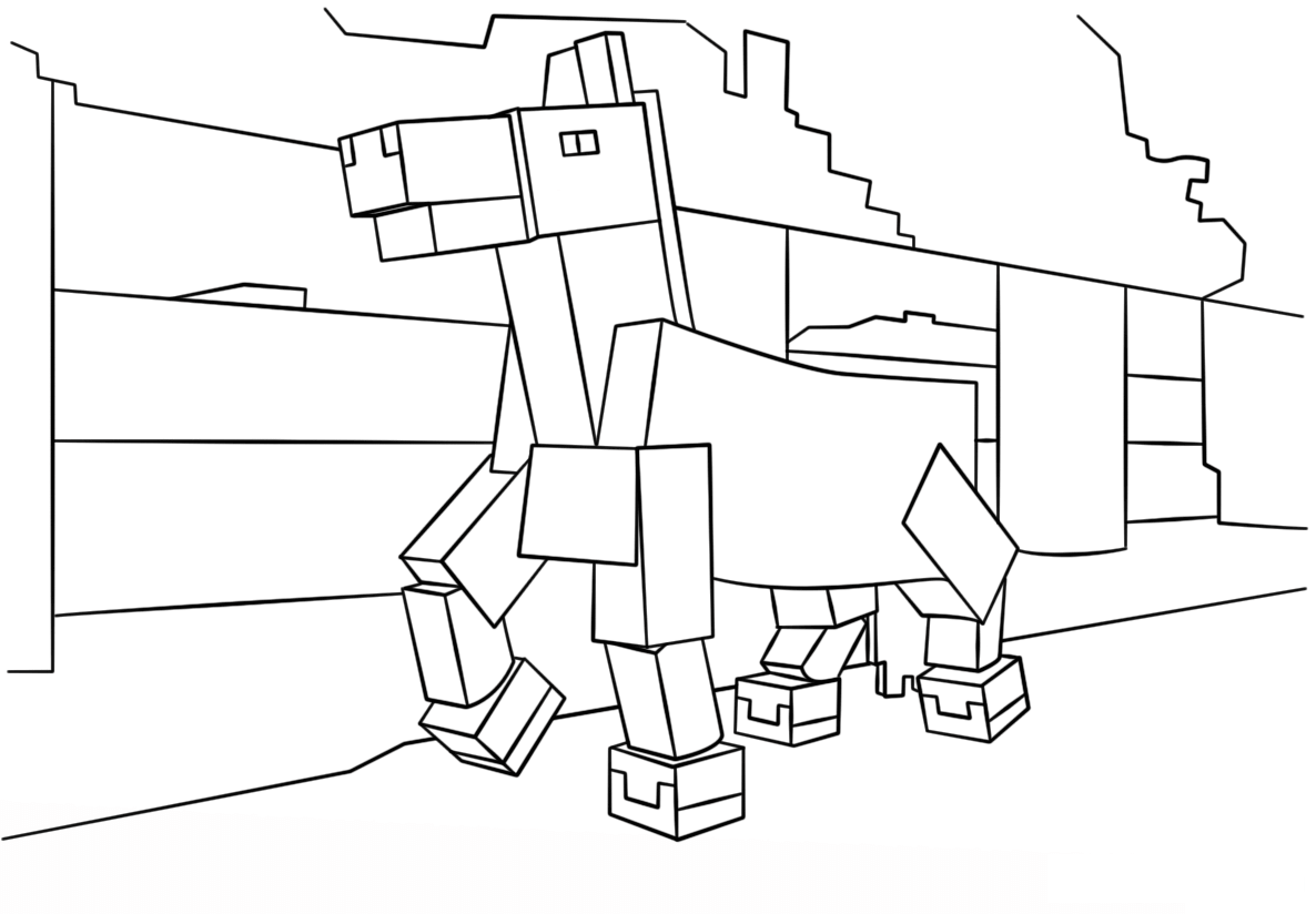 Tranh tô màu con ngựa Minecraft