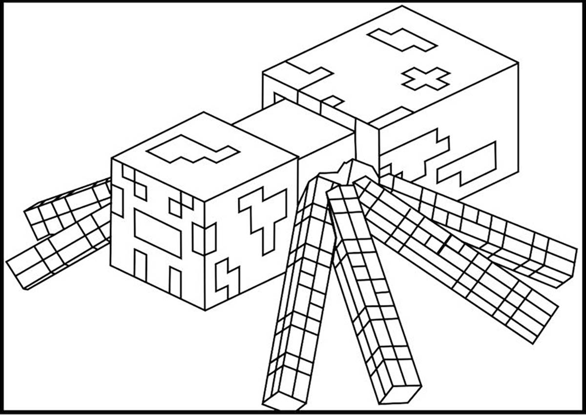 Tranh tô màu con nhện Minecraft
