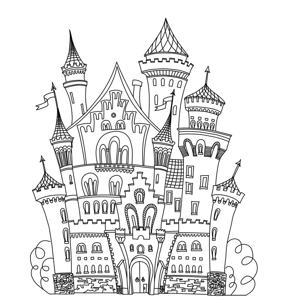 Tranh tô màu lâu đài chi tiết