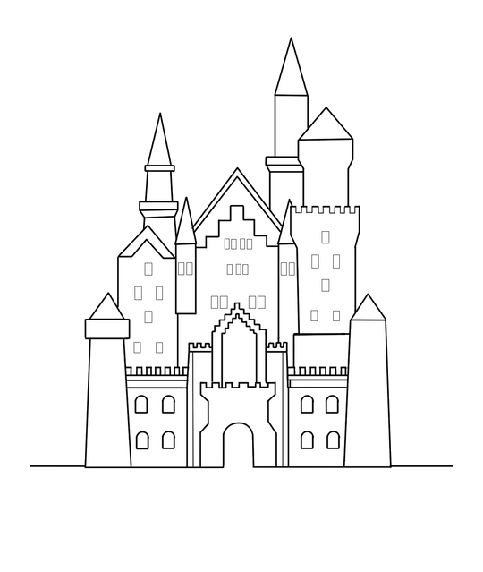 Tranh tô màu lâu đài đơn giản