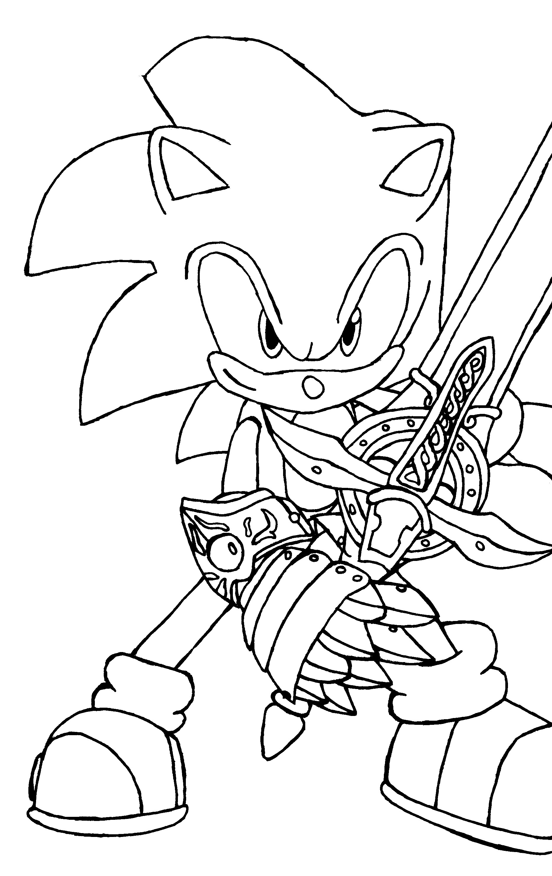 Tranh tô màu Sonic cầm kiếm