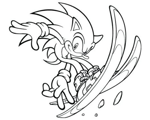 Tranh tô màu Sonic lướt ván