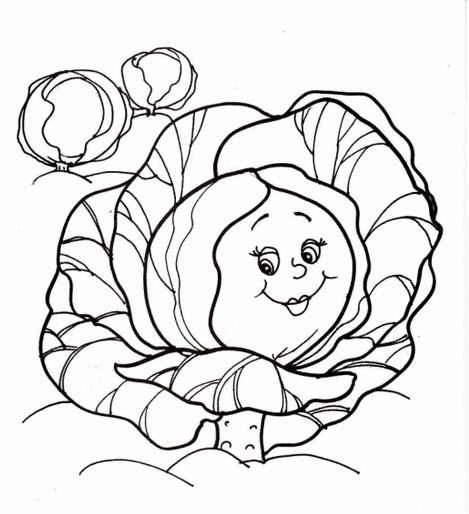 Hình rau bắp cải tô màu cho bé