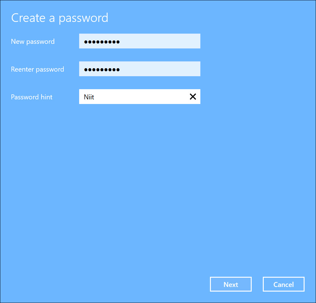 Nhập thông tin mật khẩu