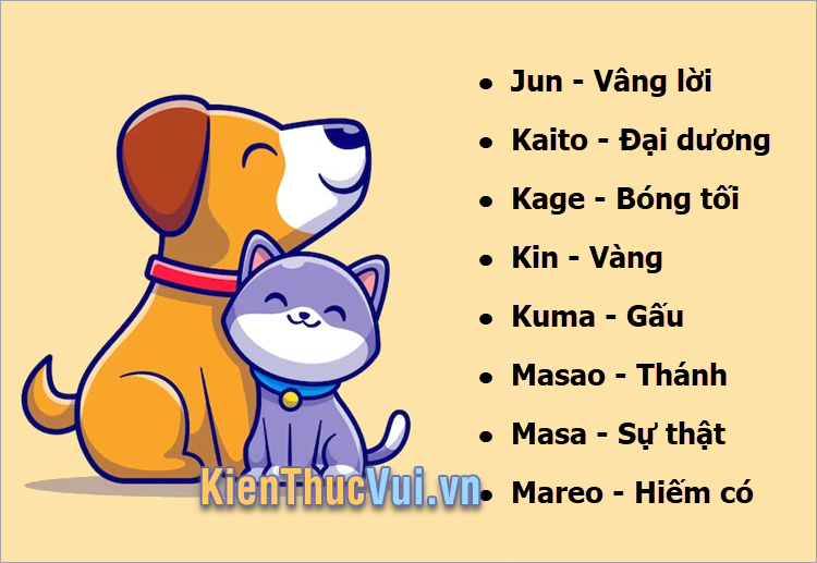 Đặt tên cho chó mèo đực bằng tiếng Nhật