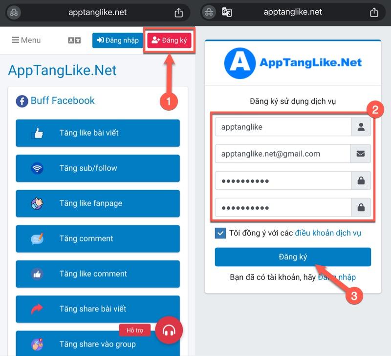 Đăng kí tài khoản Đăng kí tài khoản