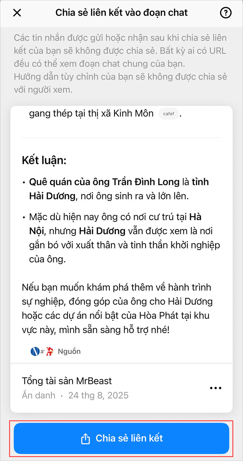 Chọn Chia sẻ liên kết Chọn Chia sẻ liên kết