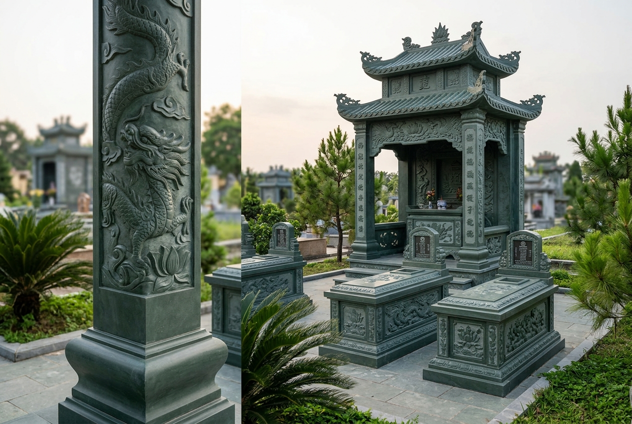 Đá xanh có độ đàn hồi tốt, dễ chạm khắc sâu và tạo hình sắc nét từ hoa văn phẳng đến điêu khắc 3D Đá xanh có độ đàn hồi tốt, dễ chạm khắc sâu và tạo hình sắc nét từ hoa văn phẳng đến điêu khắc 3D